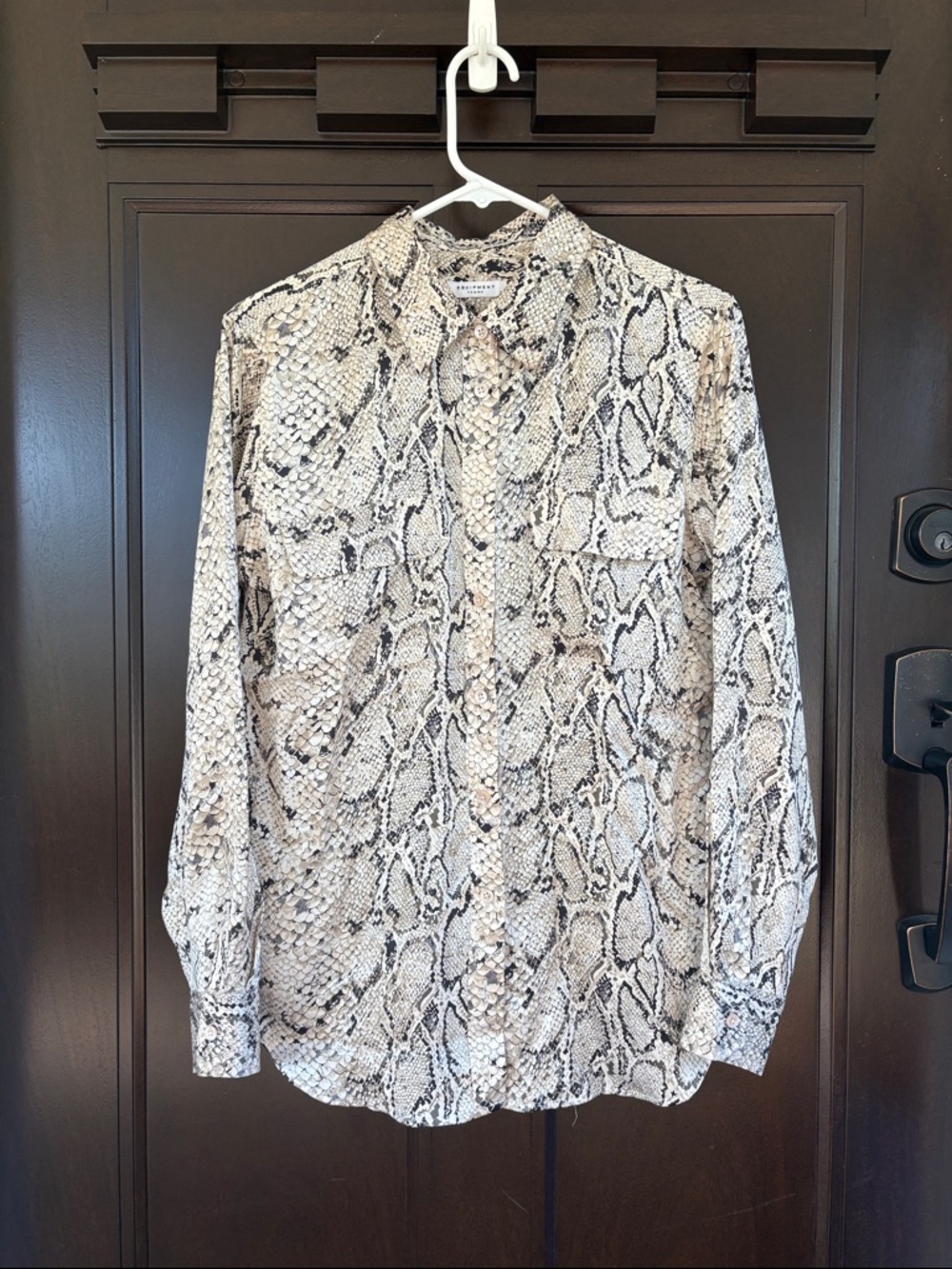 EUC Equipment Femme Silk Button Front Blouse Snakeskin Size Medium